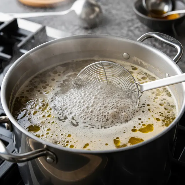 Penjernihan dan Pengurangan Lemak untuk Air Rebusan Daging (Gemini AI)