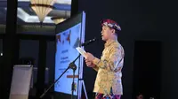 Bupati Klungkung, I Nyoman Suwirta berbicara dalam event ASEAN Municipal Solid Waste Management di Conrad Bali, Nusa Dua, Kamis (30/3/2023).