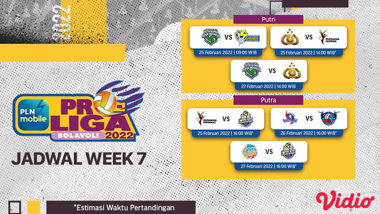 Link Live Streaming PLN Mobile Proliga 2022 Pekan Ketujuh di Vidio, 25-27 Februari 2022