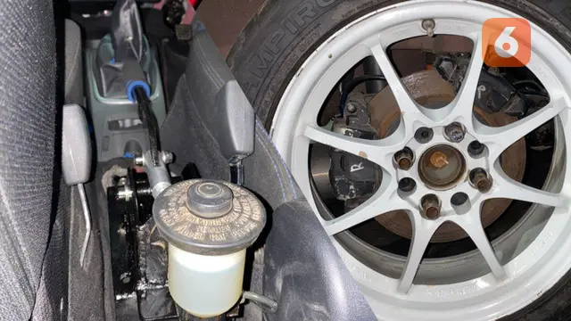 Rem tangan mobil balap slalom juga dimodifikasi (Fahmi/Liputan6)