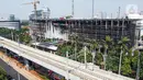 Foto udara gedung utama Gedung Kejaksaan Agung Republik Indonesia usai kebakaran hebat di Jakarta, Minggu (23/8/2020). Kebakaran selama 11 jam menyebabkan gedung utama Kejaksaan Agung, baik sayap kanan maupun kiri, hangus terbakar. (Liputan6.com/Faizal Fanani)