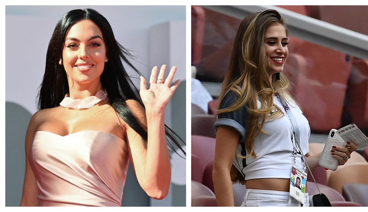 Foto kolase dua WAGs cantik Maria Zulay Salaues (kanan) dan Georgina Rodriguez yang akan ditunggu kehadirannya dalam ajang Euro 2020 (Euro 2021). (Foto: AFP)