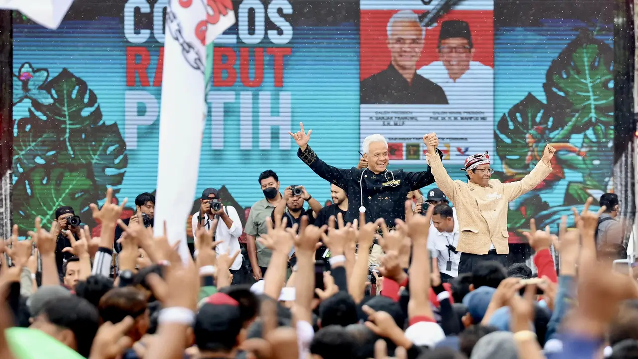 Ganjar Pranowo dan Mahfud MD dalam Kampanye Akbar di Solo