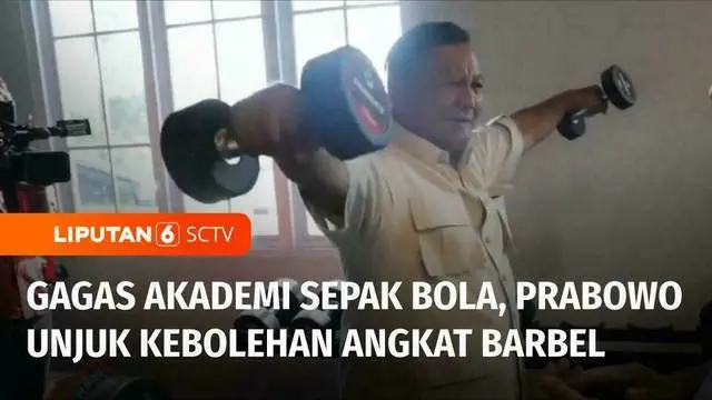 Menteri Pertahanan yang juga merupakan Calon Presiden nomot urut 2, Prabowo Subianto meresmikan Akademi Sepak Bola Modern di Bekasi, Jawa Barat. Dalam kesempatan ini, Prabowo juga sempat menunjukkan kekuatannya dalam mengangkat barbel.