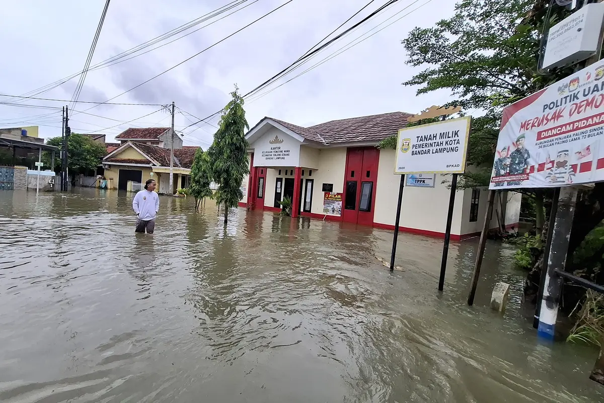 Banjir di Tanjung Senang, Bandar Lampung. Foto : (Liputan6.com/Ardi).