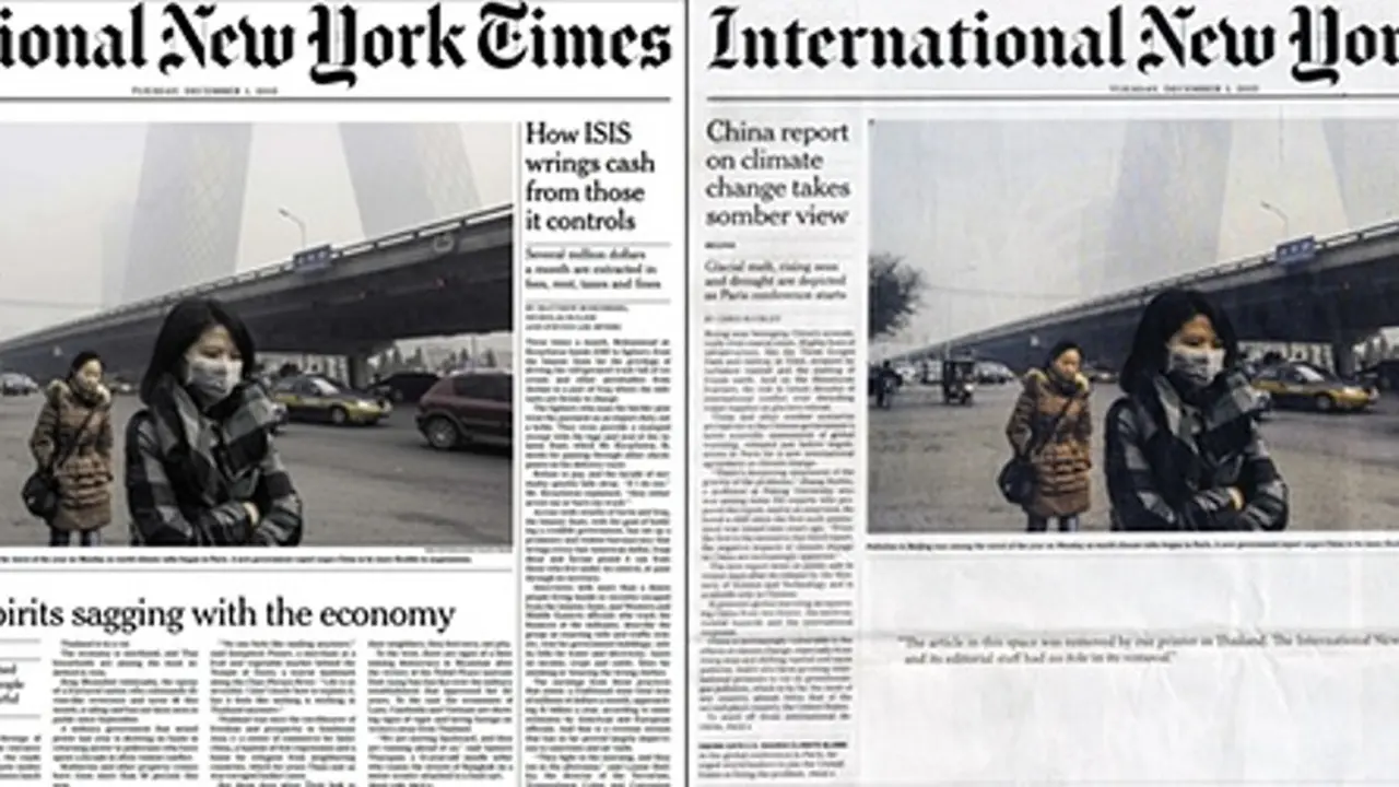 Headline Sebuah Koran International di Thailand Dicetak 'Putih'