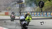 Balapan penuh drama tersaji pada MotoGP Catalunya yang berlangsung di Sirkuit Catalunia, Montmelo, Spanyol pada Minggu (17/05/2026) waktu setempat. (AFP/Daniel Ballarin)