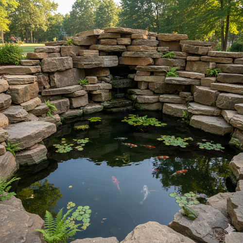 Desain Kolam Ikan yang Terlihat Aman Ini Justru Menarik Ular (Foto: Gemini AI)