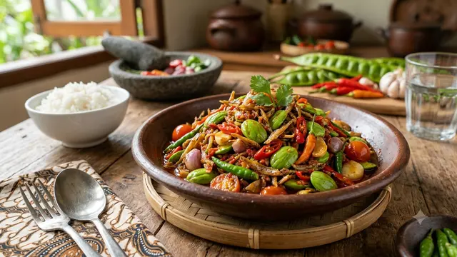 Resep Tumis Petai Teri Pedas. Foto: AI Generated