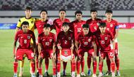 Skuad Timnas Indonesia U-17 saat berhadapan dengan China U-17 dalam pertandingan uji coba internasional di Indomilk Arena, Tangerang, pada Rabu (11/2/2026) malam WIB. (Bola.com/Abdul Aziz)