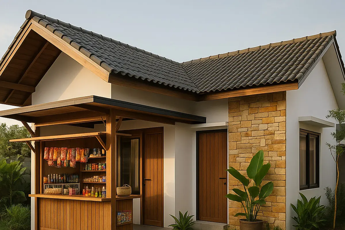 Model Rumah L-Shape dengan Warung Kecil