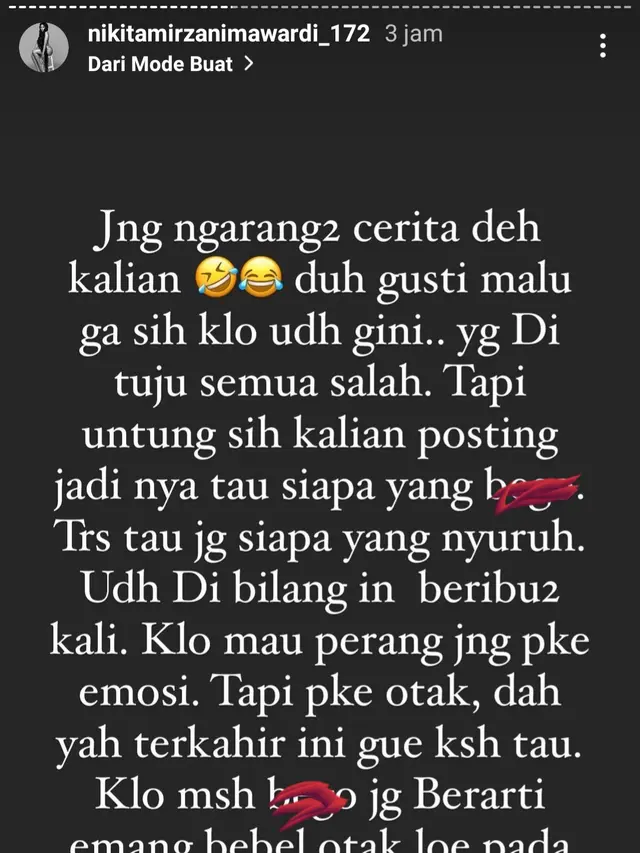 Unggahan Nikita Mirzani. (Foto: Instagram @nikitamirzanimawardi_172)
