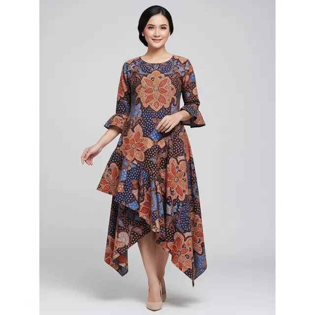 Model Baju Batik Asimetris. Foto: Gemini