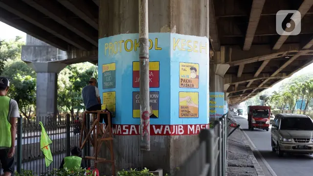 FOTO: Kolong Tol Ir. Wiyoto Wiyono Dihiasi Mural Bertema Covid-19