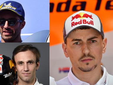 Setiap pegelaran balapan MotoGP, terdapat pebalap yang menarik perhatian dengan prestasi yang diciptakan. Namun tentu ada pebalap yang mengalami penurunan performa dengan berbagai alasan, baik karena cedera atau karena berpindah tim. (Kolase Foto AFP)