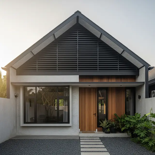 9 Contoh Fasad Rumah Minimalis Satu Lantai Atap Pelana Miring, Modern dan Fungsional