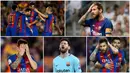 Berikut ini beragam wajah dan ekspresi dari bintang Barcelona saat mengalami kekecewaan yang mendalam. Salah satunya saat gagal menjadi juara La Liga