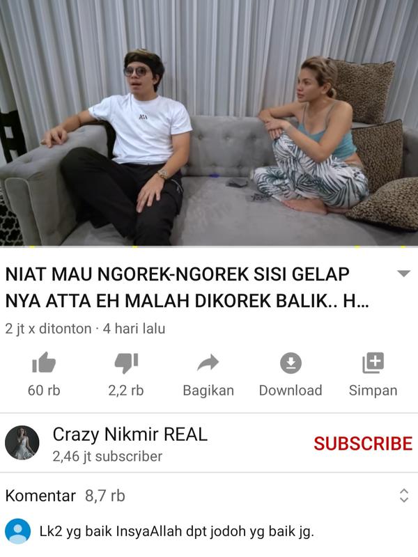 Unggahan Nikita Mirzani. (Foto: YouTube Crazy Nikmir REAL)