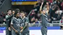 Gelandang AC Milan berdarah Indonesia, Tijjani Reijnders, bersinar pada laga matchday ketiga Liga Champions musim ini melawan Club Brugge di Stadion San Siro, Rabu dini hari WIB (23/10/2024). (AP Photo/Antonio Calani)
