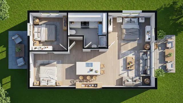 Inspirasi Denah Rumah Sederhana dengan Dapur Terbuka di Kampung/AI Generated