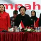 Ketum PDIP, Megawati Soekarnoputri bersama Sekjen PDIP Hasto Kristiyanto dan Ketua Bidang Politik dan Keamanan PDIP non aktif Puan Maharani mengikuti Rakor Bidang Politik & Keamanan Tingkat Nasional, Jakarta, Kamis (3/5). (Liputan6.com/Johan Tallo)