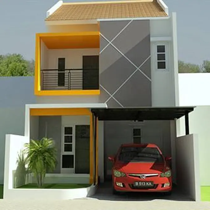Rumah 2 Lantai Sederhana Dilengkapi Balkon dan Garasi
