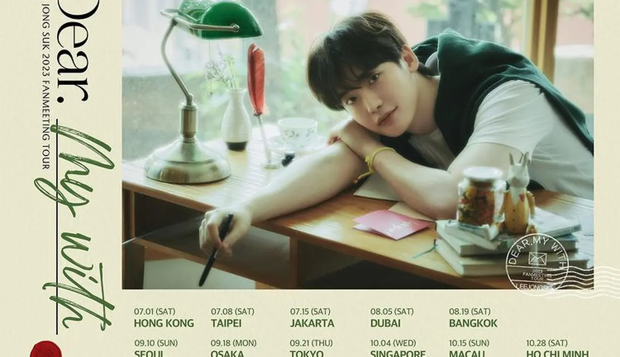 Lee Jong Suk akan menggelar fan meeting di Jakarta pada 15 Juli 2023. Hingga saat ini pihak promotor, yaitu Applewood belum menyampaikan lokasi venue dan harga tiketnya. (Foto: Applewood)