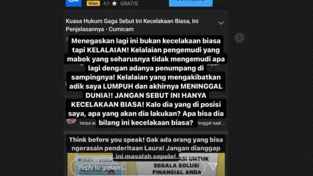 Greta Irene kakak Laura Anna kesal dengan pernyataan pengacara Gaga Muhammad, Fachmi Bachmid