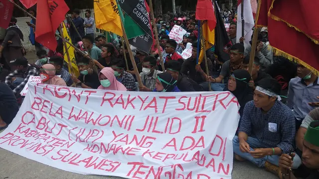 Warga Pulau Wawonii Demo menolak tambang (Ahmad Akbar Fua/Liputan6.com)