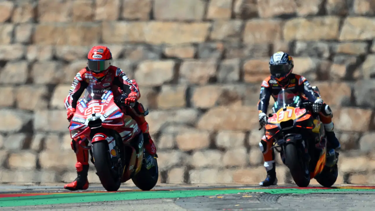 Marc Marquez beraksi di MotoGP Aragon 2026