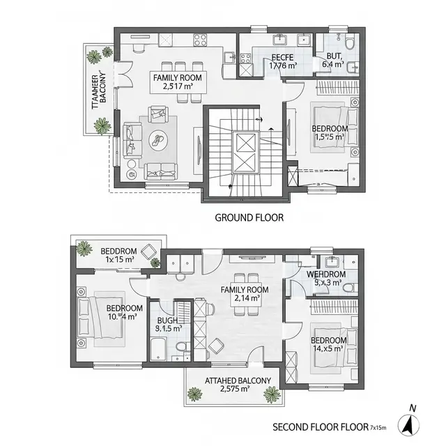Inspirasi Desain Rumah Ukuran 7x15 di Lahan Memanjang. Gemini