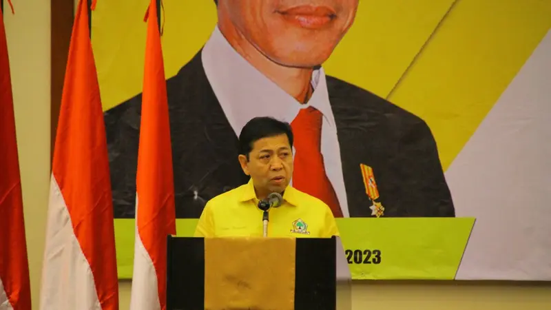 Setya Novanto Membuka Raker Golkar  di Novotel, Bogor, Jawa Barat, Jumat (18/8/2017).