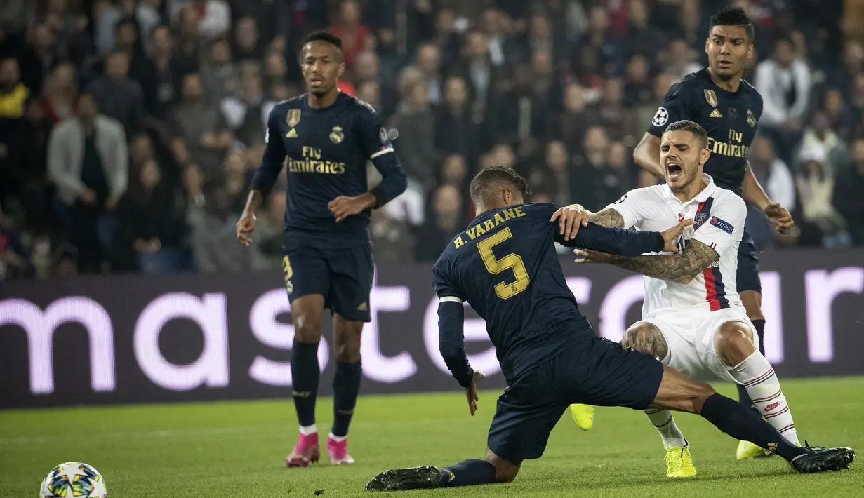 8. Mauro Icardi (PSG / 4 Gol dari 7 laga Liga Champions) - Baru dua musim merumput di Liga Champions, musim ini bersama klub baru dirinya diprediksi akan mampu mencetak banyak gol dibanding musim lalu. (AFP/Thomas Samson)