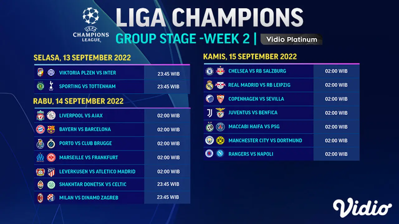 Link Live Streaming Liga Champions 2022/23 Matchday 2 di Vidio 13-15 September 2022 : Liverpool Vs Ajax