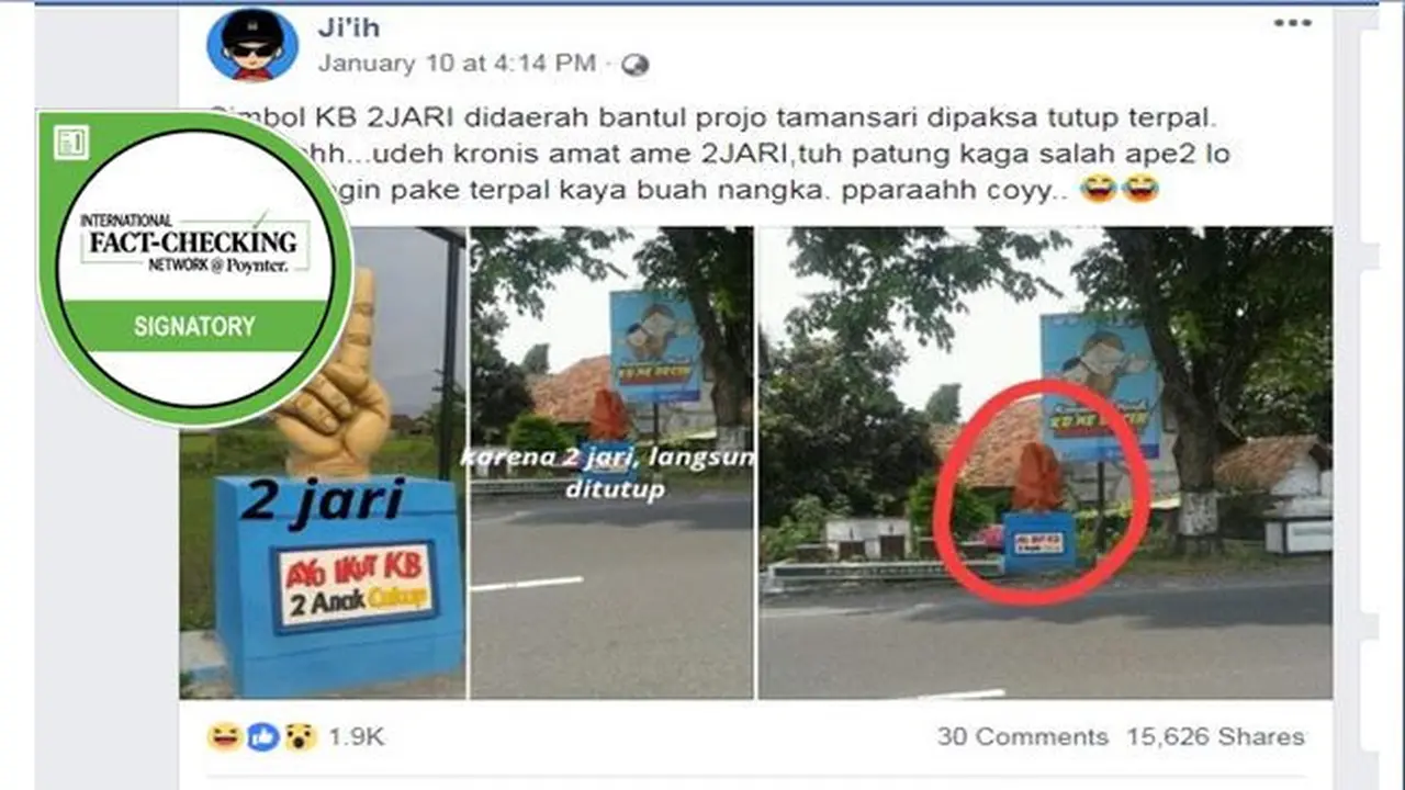 [Cek Fakta] Muncul Tugu Simbol Angka 2 Jari, Satu Kampung Dukung Salah Satu Paslon Pilpres 2019?