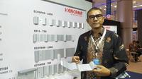 Perusahaan baja asal Surabaya PT Kencana Maju Bersama (KMB) mengenalkan produk kerangka solar cell di even IISIA Business Forum 2022, Sabtu (3/12/2022).&nbsp;