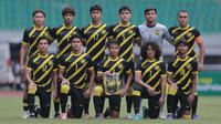 Starting XI Timnas Malaysia U-19 saat&nbsp;laga semifinal Piala AFF U-19 2022 melawan Timnas Vietnam U-19 yang berlangsung di Stadion Patriot Candrabhaga, Bekasi, Rabu (13/07/2022). (Bola.com/M Iqbal Ichsan)