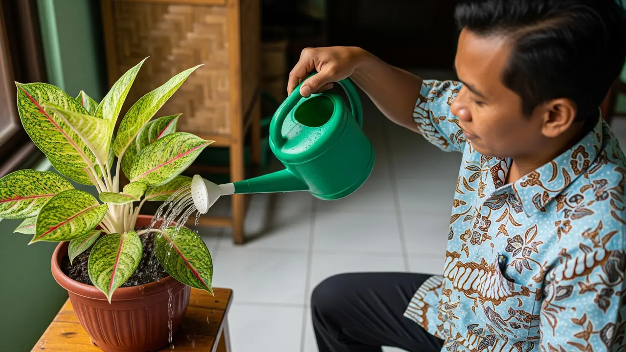 Menyiram tanaman
