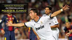 Aksi Cristiano Ronaldo mempermalukan Gerard Pique pada Piala Super Spanyol musim 2012.