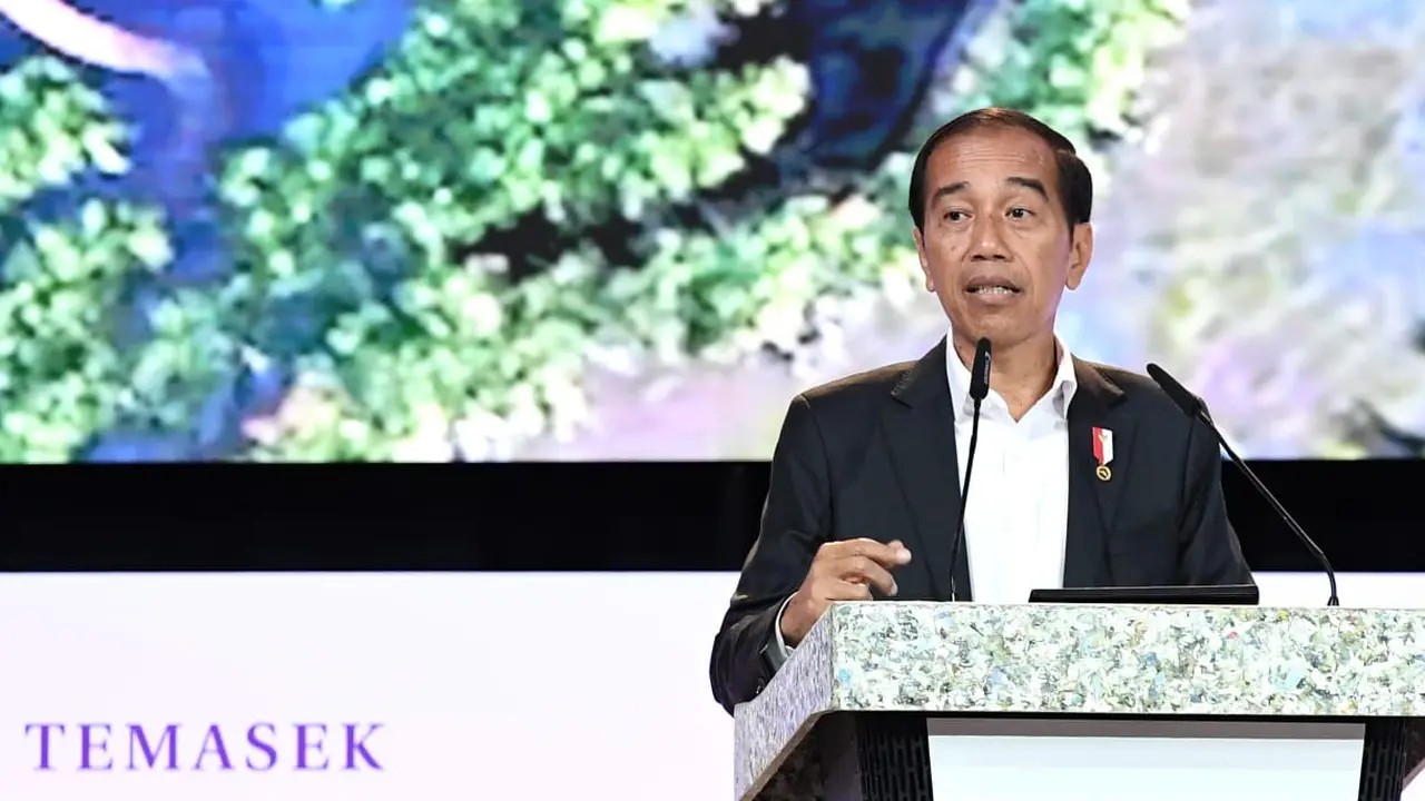 Presiden Jokowi saat berpidato di Ecosperity Week 2023, Singapura, Rabu (6/7/2023). (Foto: Laily Rachev - Biro Pers Sekretariat Presiden)