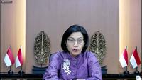 Menteri Keuangan Sri Mulyani dalam sambutannya dalam acara Conference on Public Finance and Treasury 2022, Rabu (14/12/2022).