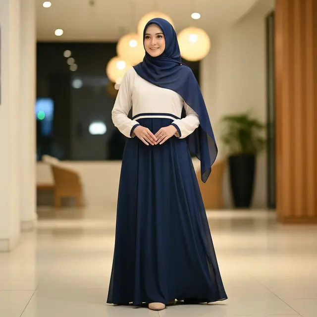 9 Model Gamis Elegan Kombinasi 2 Warna untuk Ramadan 2026