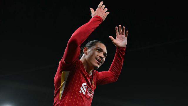 Selebrasi Darwin Nunez saat Liverpool menang atas Villa