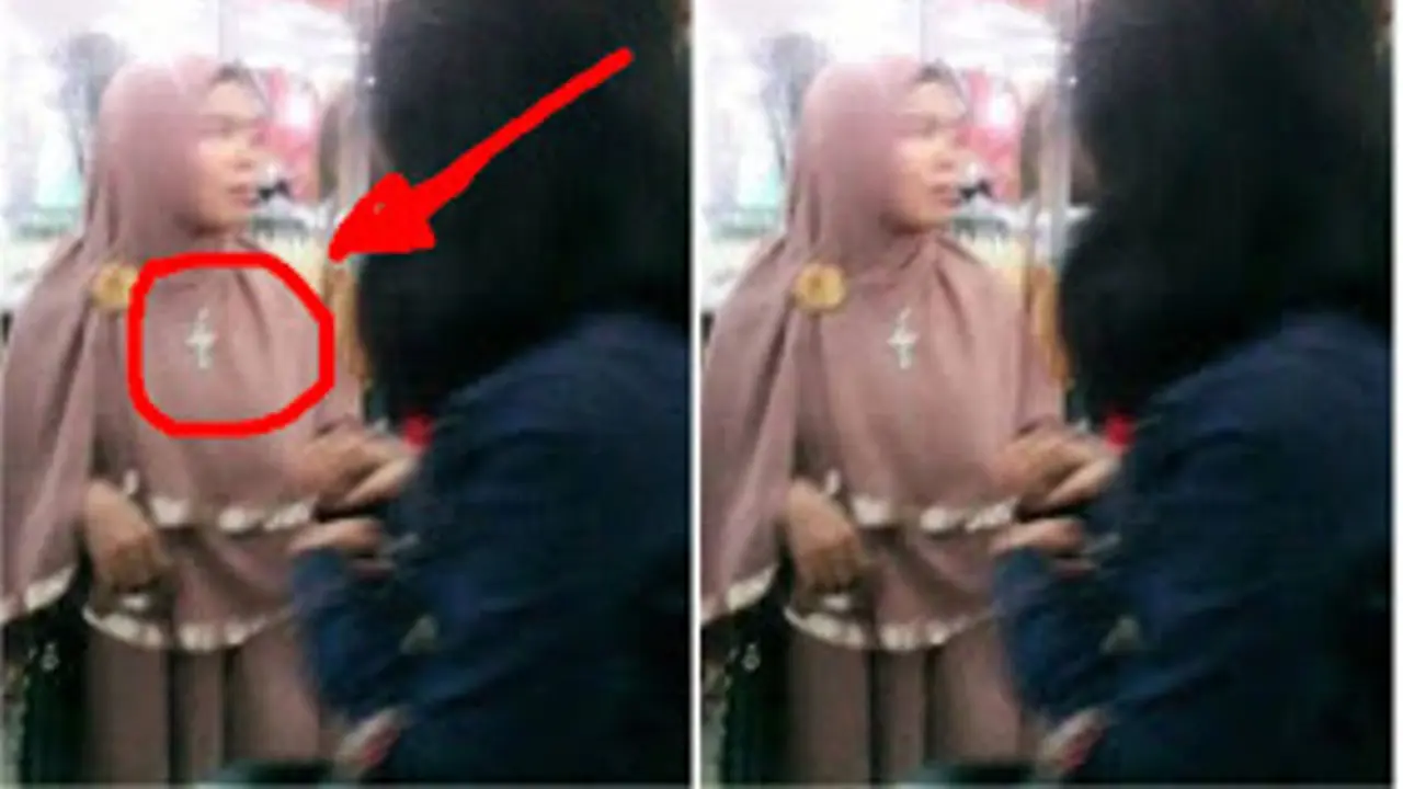 Perempuan Berjilbab Syari Pakai Kalung Salib Hebohkan Netizen