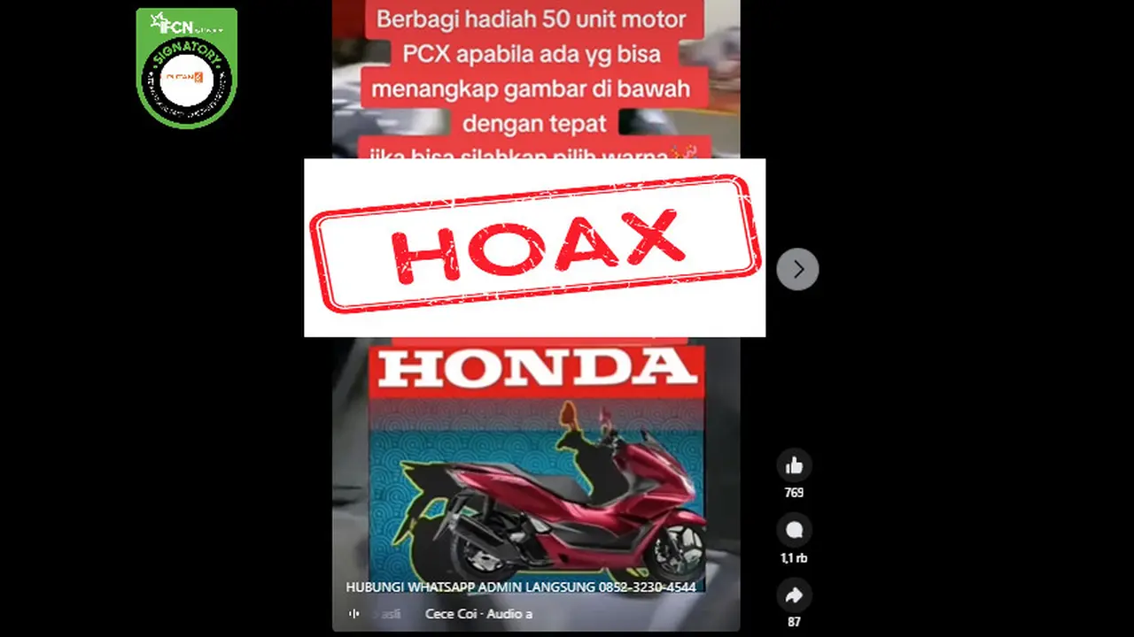 Tangkapan layar hoaks pembagian kendaraan