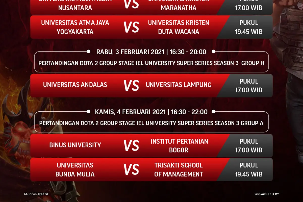 Jadwal IEL University Super Series 2021 di Vidio