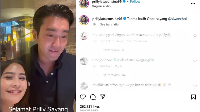 Siwon Super Junior dan Prilly Latuconsina. (Instagram/ prillylatuconsina96)