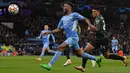 Manchester City ditahan imbang 0-0 oleh Sporting Lisbon pada babak 16 besar Liga Champions 2021/2022 di Etihad Stadium, Kamis (10/03/2022) dini hari WIB. (AFP/Paul Ellis)