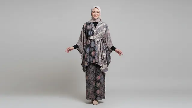 Desain Blouse Batik Lebaran Kekinian yang Cocok untuk Celana atau Rok Kimono