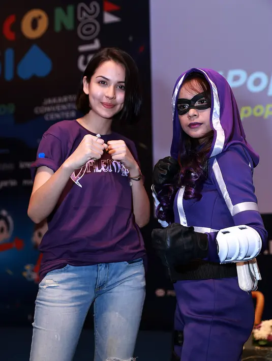 Estelle Linden, pemeran utama dalam film superhero 'Valentine' di acara Pop Con Asia 2015, Jakarta, Sabtu (8/8/2015). (Wimbarsana/Bintang.com)